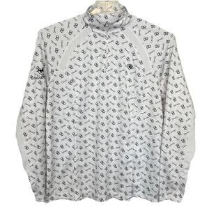 Ariat Tek Equestrian 1/4 Zip Top Women XL White Snaffle Bit Print Horse Girl